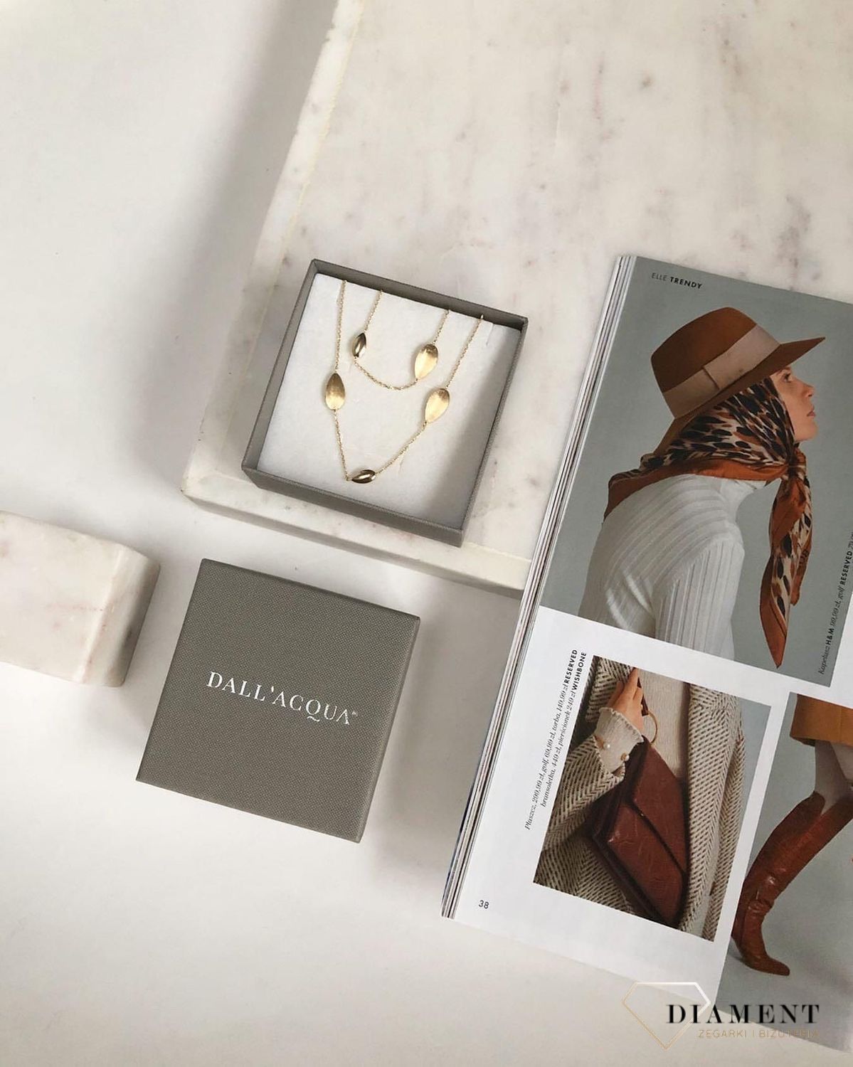 Naszyjnik srebrny z koniczynką pokryty złotem Dall'Acqua C RM CL0015 069 z.jpg